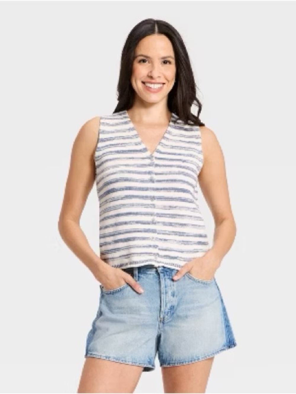 Universal Thread Button-Front Standard Fit Tank Top